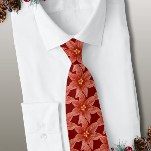 Kerstvakantie Botanische Rode Bloemen Poinsettia Stropdas