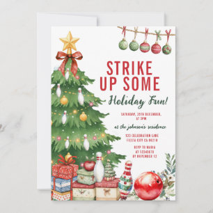 Kerstvakantie Bowlingfeest Strikeer Een Kerst Kaart