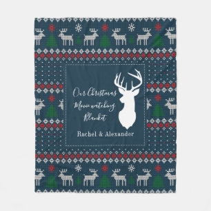 Kerstvakantie Brei Look Patroon Gepersonaliseerd Fleece Deken