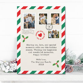 Kerstvakantie brief familie foto collage feestdagenkaart