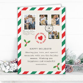 Kerstvakantie brief familie foto gevouwen kaart