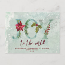 Kerstvakantie briefkaart Joy to the World
