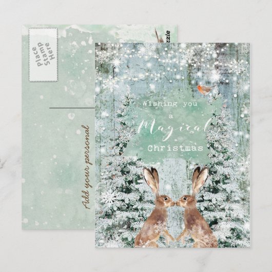 kerstvakantie briefkaart van robin hares (Voorkant / Achterkant)