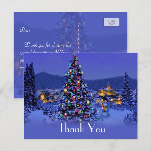 Kerstvakantie bruiloft bedankt je briefkaart. briefkaart (Voorkant / Achterkant)