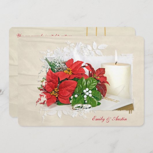 Kerstvakantie bruiloft met ringen in bijbel kaart (Voorkant / Achterkant)