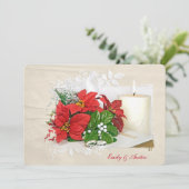 Kerstvakantie bruiloft met ringen in bijbel kaart (Staand voorkant)