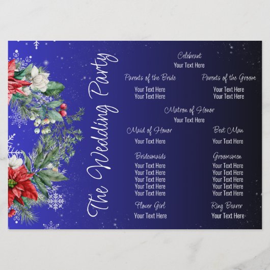 Kerstvakantie bruiloft programma programmakaart (Achterkant)