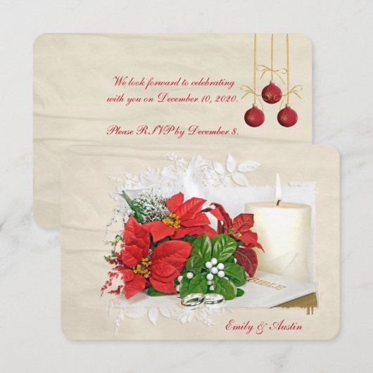Kerstvakantie bruiloft RSVP Kaart (Voorkant / Achterkant)
