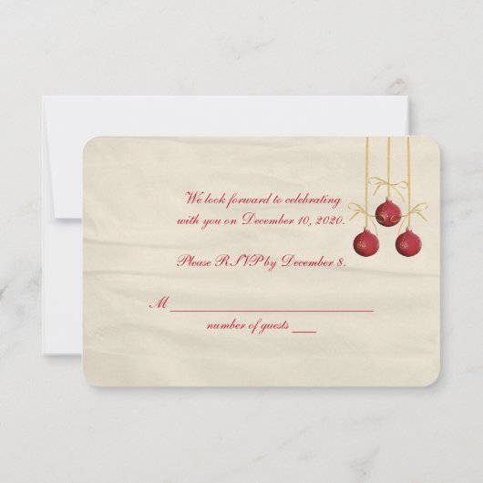 Kerstvakantie bruiloft RSVP Kaart (Achterkant)