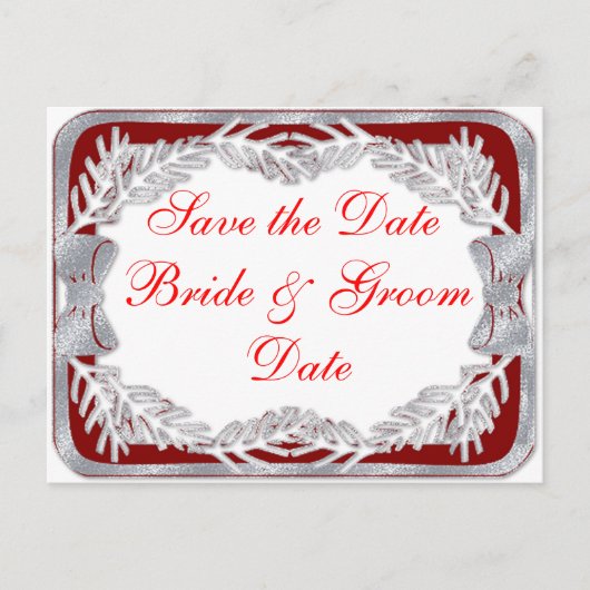 Kerstvakantie bruiloft Save the Date Briefkaarten (Voorkant)