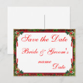 Kerstvakantie bruiloft Save the Date Briefkaarten (Voorkant / Achterkant)