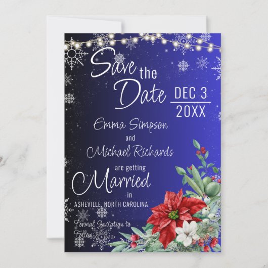 Kerstvakantie bruiloft Save the Date Kaart (Voorkant)