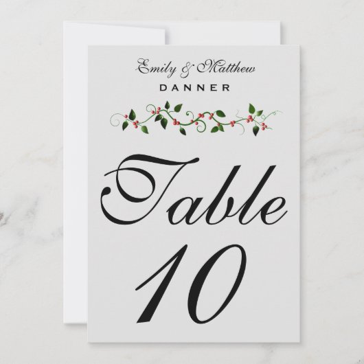 Kerstvakantie Bruiloft Tafel Nummer 5X7 Kaart (Voorkant)