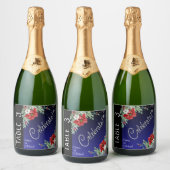 Kerstvakantie bruiloft tafel nummer sparkling wijnetiket (Flessen)