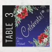 Kerstvakantie bruiloft tafel nummer sparkling wijnetiket (Enkel label)
