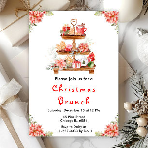 Kerstvakantie Brunch Feest Rood Kaart