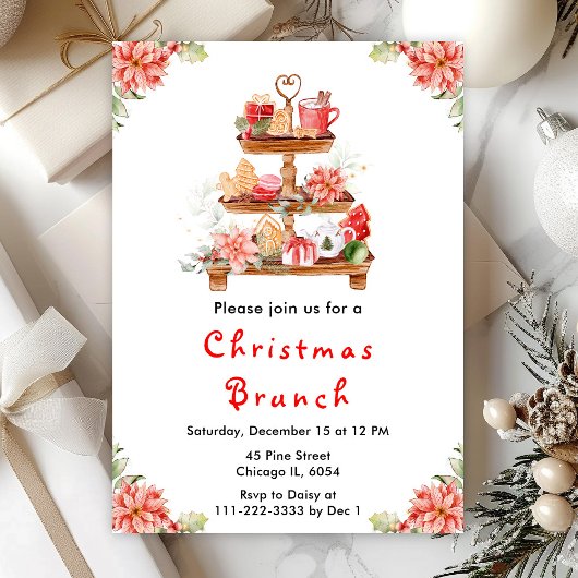 Kerstvakantie Brunch Feest Rood Kaart