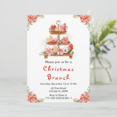 Kerstvakantie Brunch Feest Rood Kaart (Staand voorkant)
