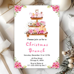 Kerstvakantie Brunch Feest Roze Kaart