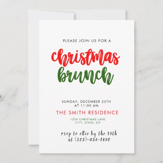 Kerstvakantie Brunch Invitation Kaart (Voorkant)