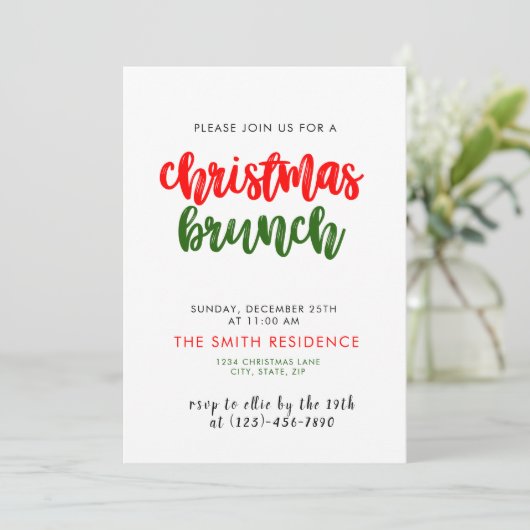 Kerstvakantie Brunch Invitation Kaart (Staand voorkant)