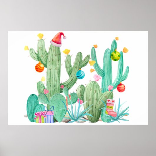 Kerstvakantie Cactus Woestijn Zuidwest Print (Voorkant)