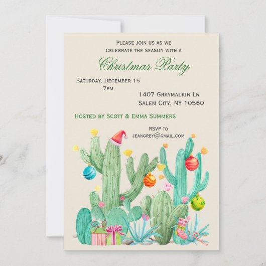 Kerstvakantie Cactus Woestijn Zuidwesten Kaart (Voorkant)