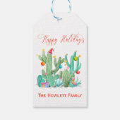 Kerstvakantie Cactus Zuidwesten van de woestijn Cadeaulabel (Achterkant)