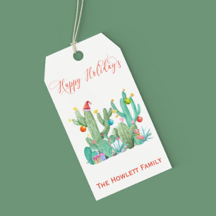 Kerstvakantie Cactus Zuidwesten van de woestijn Cadeaulabel