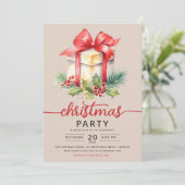 Kerstvakantie Cadeau Company Xmas Champagne Kaart (Staand voorkant)