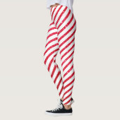 Kerstvakantie Candy Cane Glitter Streep Leggings (Links)