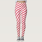 Kerstvakantie Candy Cane Glitter Streep Leggings (Voorkant)