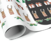 Kerstvakantie Champagne fles cadeau Cadeaupapier (Rol Hoek)