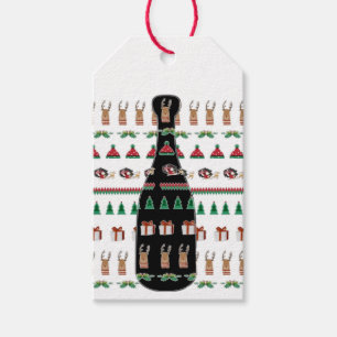 Kerstvakantie Champagne Fles Wijn Cadeaulabel