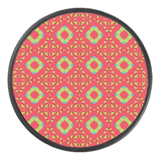 Kerstvakantie Charm Pattern 01 - Hockey Puck (Voorkant)