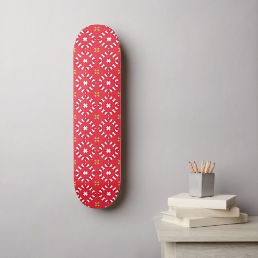 Kerstvakantie Charm Pattern 04 - Persoonlijk Skateboard (Muurkunst)