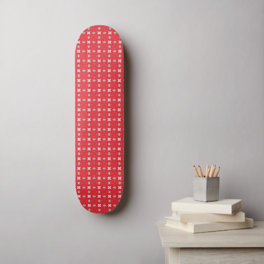 Kerstvakantie Charme Patroon 02 - Persoonlijk Skateboard (Muurkunst)