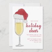 Kerstvakantie Cheer Cocktail Party Champagne Kaart (Voorkant)