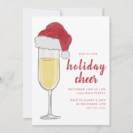 Kerstvakantie Cheer Cocktail Party Champagne Kaart (Voorkant)