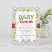 Kerstvakantie Chevron Baby shower Uitnodiging (Staand voorkant)