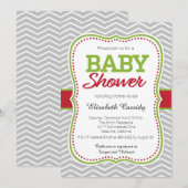 Kerstvakantie Chevron Baby shower Uitnodiging (Voorkant / Achterkant)