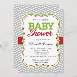 Kerstvakantie Chevron Baby shower Uitnodiging