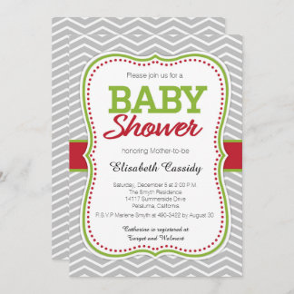 Kerstvakantie Chevron Baby shower Uitnodiging