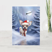Kerstvakantie Chihuahua Puppy Hond Kaart (Voorkant)