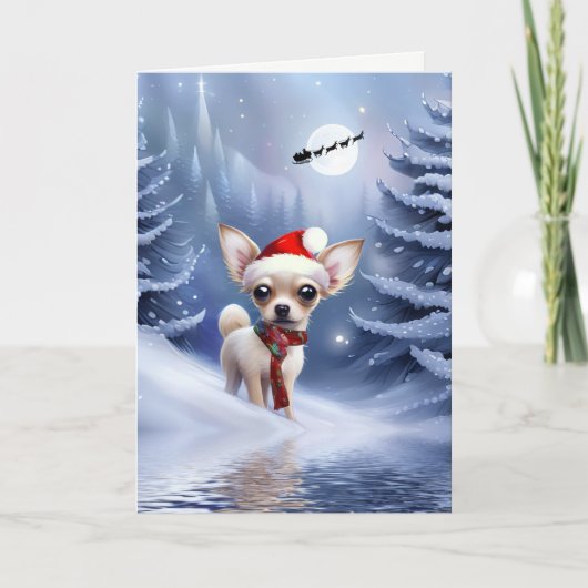 Kerstvakantie Chihuahua Puppy Hond Kaart (Voorkant)