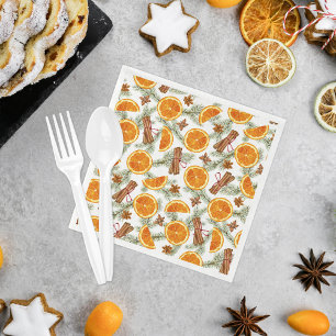 Kerstvakantie Citrus Specerijenpatroon Servet