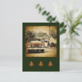  Kerstvakantie Classic Truck Briefkaart (Staand voorkant)