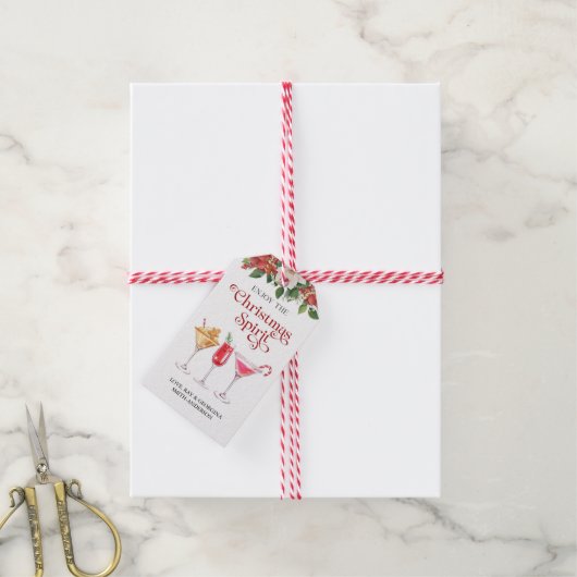 Kerstvakantie Cocktail Drink Cadeaulabel (Met Touw)