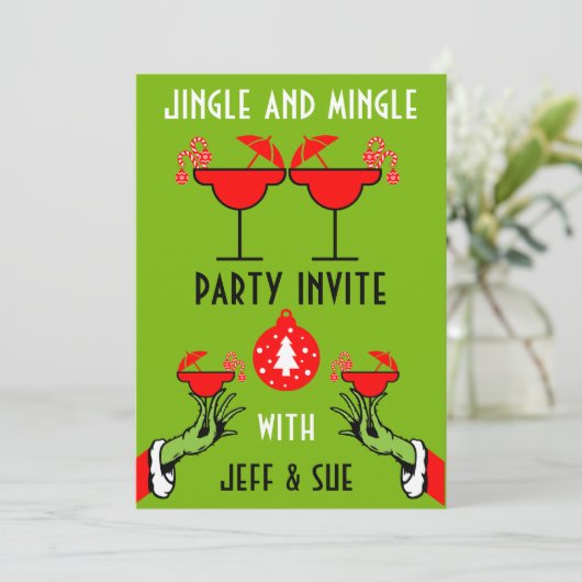 Kerstvakantie Cocktail drinken Party Uitnodigen Kaart (Staand voorkant)