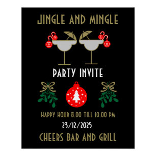 Kerstvakantie Cocktail Drinken Party Uitnodigen Perfect Poster